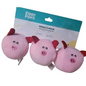 ZippyPaws Miniz 3-Pack‎ Squeaky Plush Dog Toy Pink Pigs ZP040512